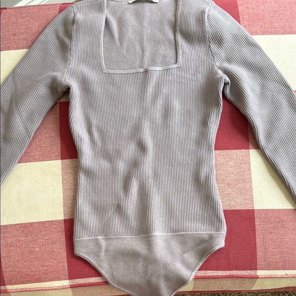 Abercrombie & Fitch Gray Ribbed Bodysuit